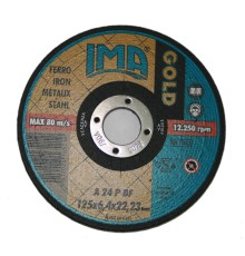 Абразивный шлифовальный диск IMA GOLD по металлу 125х6,4х22,23мм A24P Абразивный шлифовальный диск IMA GOLD по металлу 125х6,4х22,23мм A24P