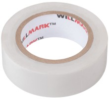 Изолента ПВХ самозатухающая WILLMARK  19 мм х 0,15 мм х 10 м  ( белая ) CHINA