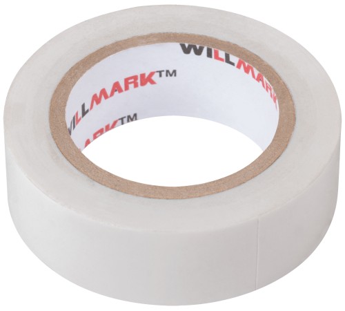Изолента ПВХ самозатухающая WILLMARK  19 мм х 0,15 мм х 10 м  ( белая ) CHINA