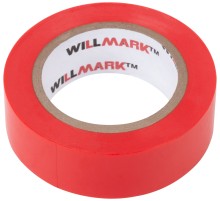 Изолента ПВХ самозатухающая WILLMARK  19 мм х 0,15 мм х 10 м ( красная ) CHINA