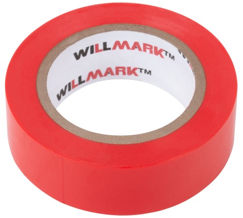 Изолента ПВХ самозатухающая WILLMARK  19 мм х 0,15 мм х 10 м ( красная ) CHINA