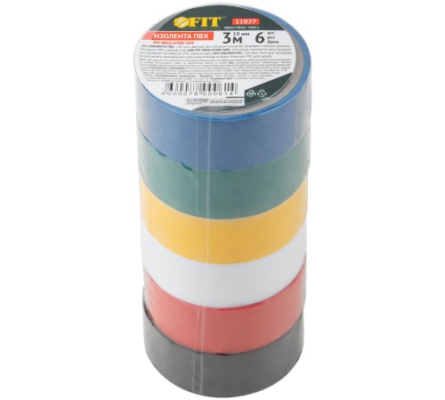 Изоленты ПВХ 19 мм х 0,13 мм х 3 м (6 шт., цветные) FIT IT