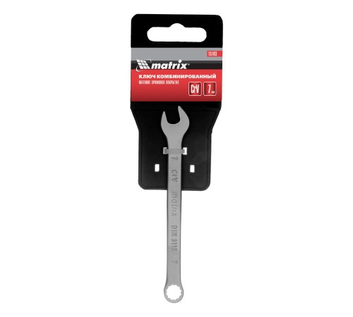 Ключ комбинированный, 7 мм, CrV, матовый хром Matrix
