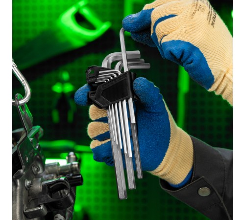 Набор ключей имбусовых, HEX, 1,5-10 мм, CrV, 9 шт., удлиненные Сибртех