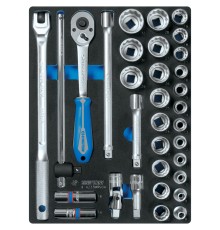 Набор торцевых головок 1/2" с принадлежностями, двенадцатигранные, ложемент, 33 предмета KING TONY 9-4233MRV04 Набор торцевых головок 1/2" с принадлежностями, двенадцатигранные, ложемент, 33 предмета KING TONY 9-4233MRV04