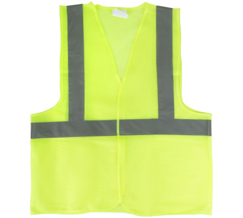 Жилет сигнальный желтый, 1 горизонтальная и 2 вертикальные полосы, 80 гр., размер XL MOS