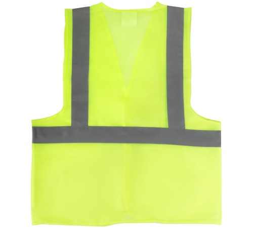Жилет сигнальный желтый, 1 горизонтальная и 2 вертикальные полосы, 80 гр., размер XL MOS