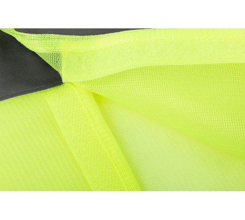 Жилет сигнальный желтый, 1 горизонтальная и 2 вертикальные полосы, 80 гр., размер XL MOS