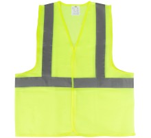 Жилет сигнальный желтый, 1 горизонтальная и 2 вертикальные полосы, 80 гр., размер XXL MOS