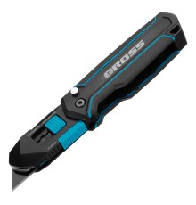 Нож-скребок складной, 19мм, сменное лезвие, SK2, 5 запас. лезвий, алюмин. корпус, клипса GROSS