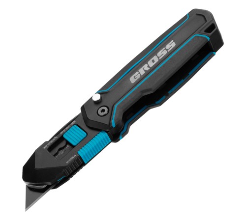 Нож-скребок складной, 19мм, сменное лезвие, SK2, 5 запас. лезвий, алюмин. корпус, клипса GROSS