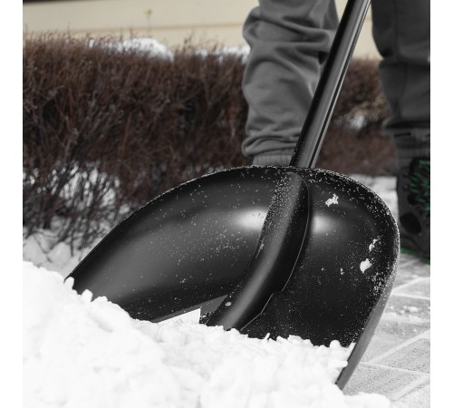 Лопата для уборки снега пластиковая, 400х417х1390 мм, алюминиевый черенок Palisad