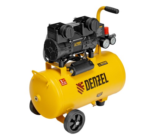 Компрессор безмасл. малошумный DLP-950/24, 950Вт,24 л, 2850 об/мин, 170 л/мин Denzel