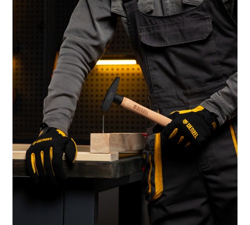 Молоток слесарный, 200 г, кованый квадратный боек, буковая рукоятка Denzel