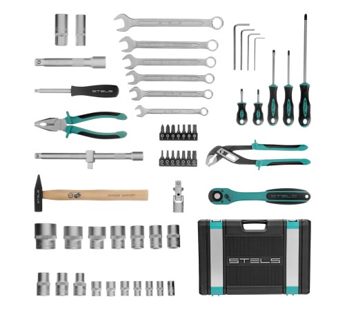 Набор инструмента, 1/2, Cr-V, S2, усиленный кейс, 58 предметов Stels