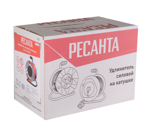 Удлинитель силовой на катушке Ресанта СУ-2х1-50/2 (с выкл., 4 розетки) Удлинитель силовой на катушке Ресанта СУ-2х1-50/2 (с выкл., 4 розетки)