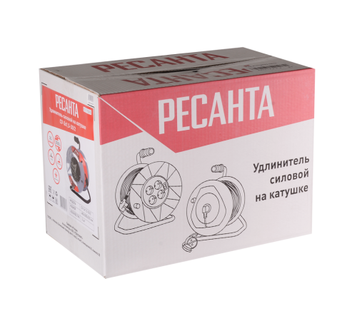 Удлинитель силовой на катушке Ресанта СУ-3х1,5-30/2 (с выкл., 4 розетки)
