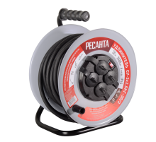 Удлинитель силовой на металлической катушке Ресанта СУ-3х2,5КГ-30/3 (с выкл., 4 розетки, IP44)