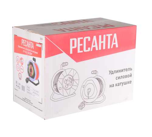 Удлинитель силовой на катушке Ресанта СУ-2х1-30/2ВР (с выкл., 1 розетка, IP44) Удлинитель силовой на катушке Ресанта СУ-2х1-30/2ВР (с выкл., 1 розетка, IP44)