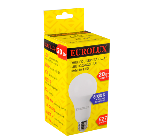 Лампа светодиодная Eurolux LL-E-A70-20W-230-6K-E27 Лампа светодиодная Eurolux LL-E-A70-20W-230-6K-E27