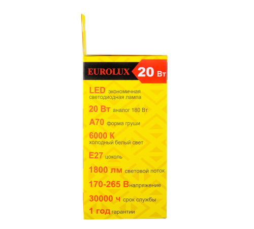 Лампа светодиодная Eurolux LL-E-A70-20W-230-6K-E27 Лампа светодиодная Eurolux LL-E-A70-20W-230-6K-E27