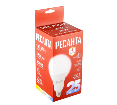 Лампа светодиодная Ресанта LL-R-A95-25W-230-4K-E27 Лампа светодиодная Ресанта LL-R-A95-25W-230-4K-E27