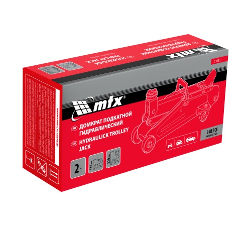 Домкрат гидравлический подкатной, 2 т, 135-320 мм, в пласт. кейсе MTX