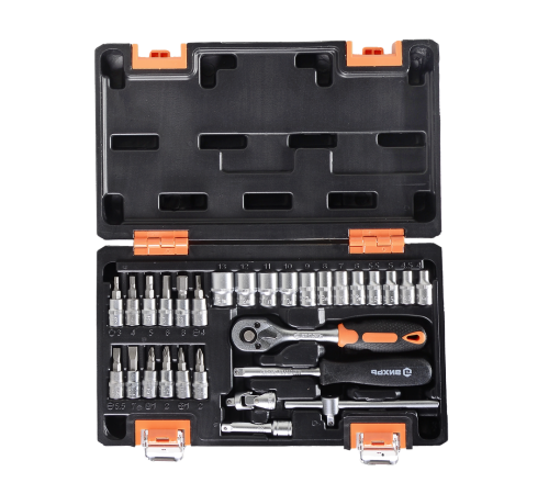 Набор инструментов, 1/4" , CrV, пластиковый кейс 29 предм Вихрь
