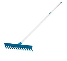 Грабли пластиковые, 430 мм, 13 прямых зубьев, усиленные, металлический черенок, Luxe, Palisad