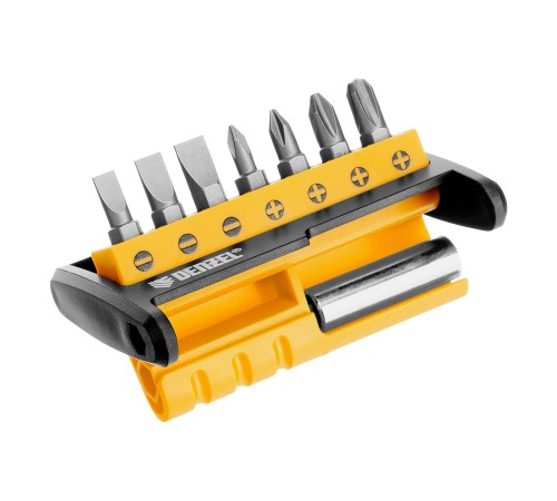 Набор бит с магнитным держателем, S2, 8 шт Denzel