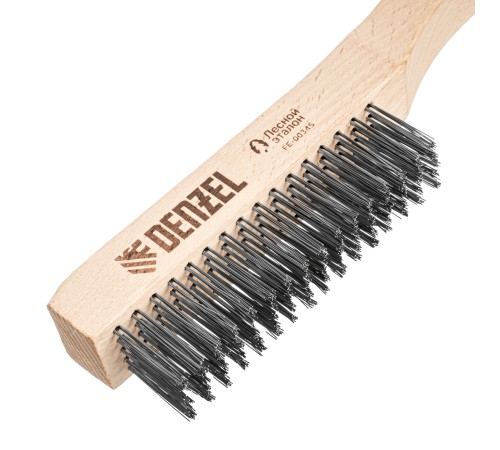 Щетка зачистная 5-и рядная, прямая проволока из нержавеющей стали с деревянной ручкой, EFP// Denzel