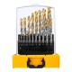 Набор сверл по металлу, 1-10 мм, Р6М5-TiN, Golden Tip, 19 шт Denzel