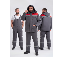 Костюм зимний Квайл-2 СОП (тк.Смесовая,210) п/к, т.серый/красный