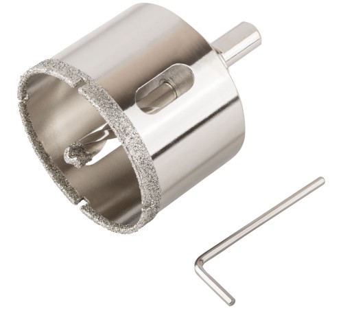 Коронка кольцевая по керамограниту, камню и кафелю алмазная с центровочным сверлом 55х70 мм FIT IT Коронка кольцевая по керамограниту, камню и кафелю алмазная с центровочным сверлом 55х70 мм FIT IT