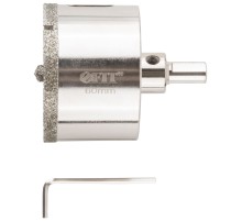 Коронка кольцевая по керамограниту, камню и кафелю алмазная с центровочным сверлом 60х70 мм FIT IT Коронка кольцевая по керамограниту, камню и кафелю алмазная с центровочным сверлом 60х70 мм FIT IT