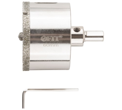 Коронка кольцевая по керамограниту, камню и кафелю алмазная с центровочным сверлом 60х70 мм FIT IT Коронка кольцевая по керамограниту, камню и кафелю алмазная с центровочным сверлом 60х70 мм FIT IT