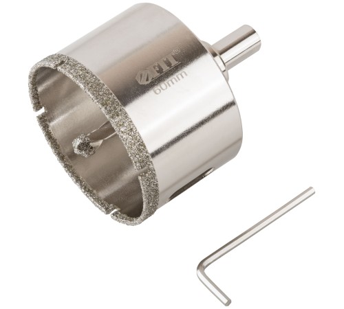 Коронка кольцевая по керамограниту, камню и кафелю алмазная с центровочным сверлом 60х70 мм FIT IT Коронка кольцевая по керамограниту, камню и кафелю алмазная с центровочным сверлом 60х70 мм FIT IT