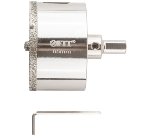 Коронка кольцевая по керамограниту, камню и кафелю алмазная с центровочным сверлом 65х70 мм FIT IT Коронка кольцевая по керамограниту, камню и кафелю алмазная с центровочным сверлом 65х70 мм FIT IT