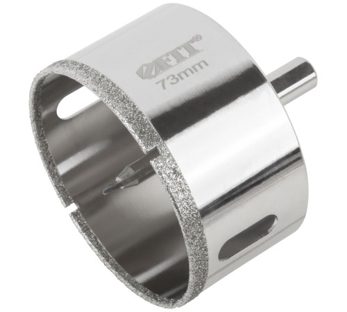 Коронка кольцевая по керамограниту, камню и кафелю алмазная с центровочным сверлом 73х70 мм FIT IT Коронка кольцевая по керамограниту, камню и кафелю алмазная с центровочным сверлом 73х70 мм FIT IT