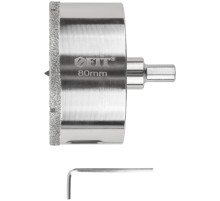 Коронка кольцевая по керамограниту, камню и кафелю алмазная с центровочным сверлом 80х70 мм FIT IT