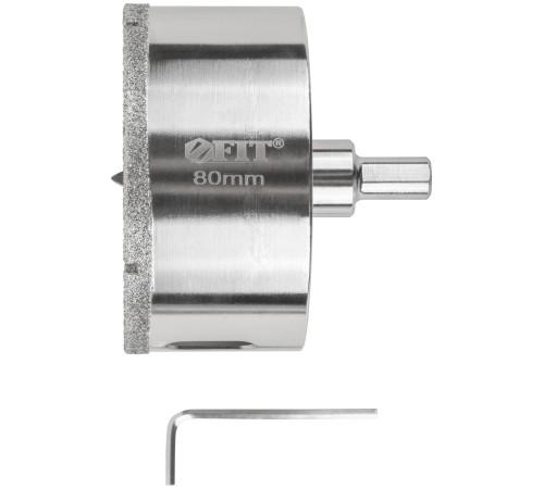 Коронка кольцевая по керамограниту, камню и кафелю алмазная с центровочным сверлом 80х70 мм FIT IT