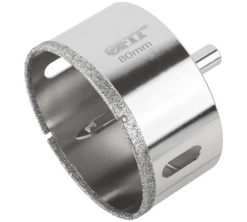 Коронка кольцевая по керамограниту, камню и кафелю алмазная с центровочным сверлом 80х70 мм FIT IT