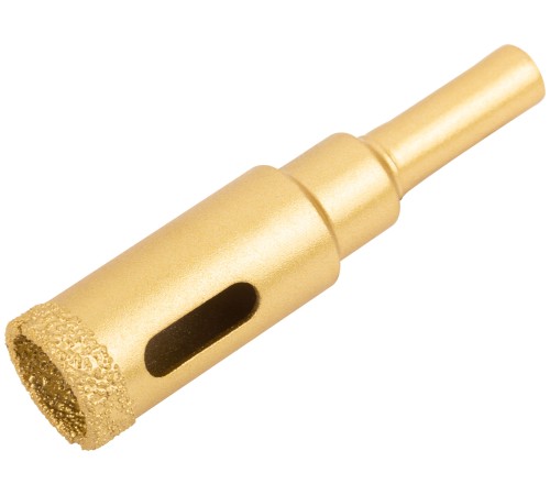 Коронка кольцевая по керамограниту, камню, кафелю и стеклу алмазная, вакуумное спекание 16х65 мм FIT IT Коронка кольцевая по керамограниту, камню, кафелю и стеклу алмазная, вакуумное спекание 16х65 мм FIT IT