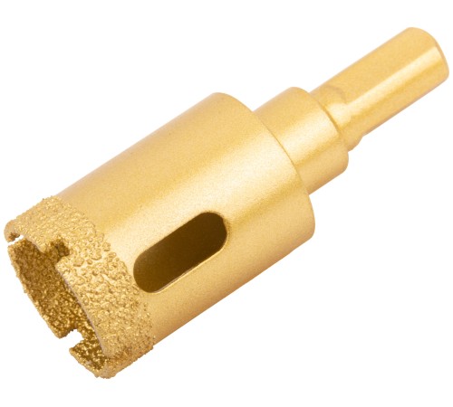 Коронка кольцевая по керамограниту, камню, кафелю и стеклу алмазная, вакуумное спекание 25х65 мм FIT IT