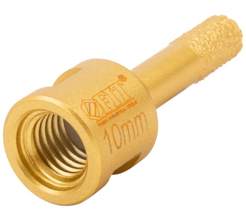 Коронка кольцевая для УШМ, М14, по керамограниту, камню и кафелю алмазная, вакуумное спекание 10х60 мм FIT HQ