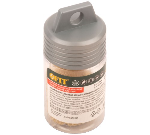 Коронка кольцевая для УШМ, М14, по керамограниту, камню и кафелю алмазная, вакуумное спекание 40х60 мм FIT HQ Коронка кольцевая для УШМ, М14, по керамограниту, камню и кафелю алмазная, вакуумное спекание 40х60 мм FIT HQ