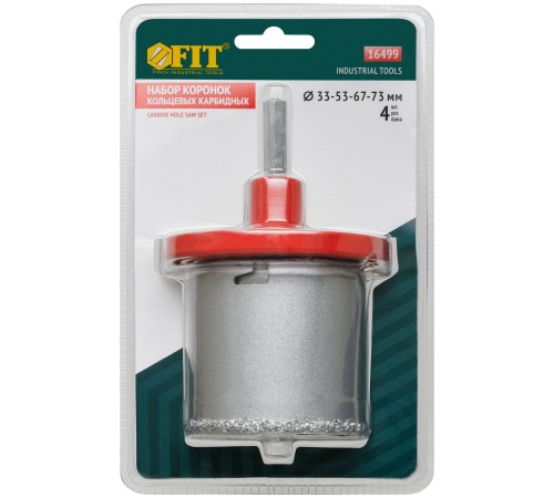 Коронки кольцевые по кафелю карбидные, набор 4 шт., 33-53-67-73 мм FIT IT