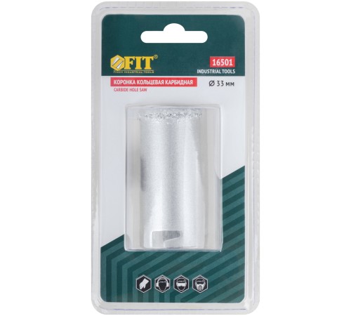 Коронка кольцевая по кафелю карбидная 33 мм FIT IT Коронка кольцевая по кафелю карбидная 33 мм FIT IT