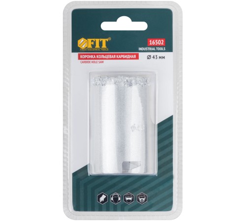 Коронка кольцевая по кафелю карбидная 43 мм FIT IT Коронка кольцевая по кафелю карбидная 43 мм FIT IT