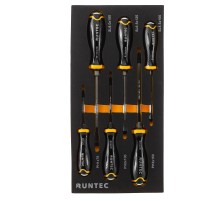 RUNTEC RT-SD3E6 Набор усиленных отверток RUNTEC CrV со сквозным стержнем в ложементе EVA, 6 предметов